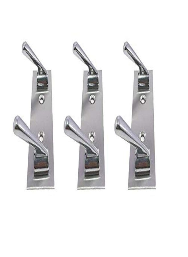 REDON Delux Stainless Steel 2 Pin Cloth Hanger Wall Mounted Bathroom Cloth Hanger,Coth Wall Hook,Door Hooks Rail for Hanging Keys and Clothes (Pack of 3) - Image 1